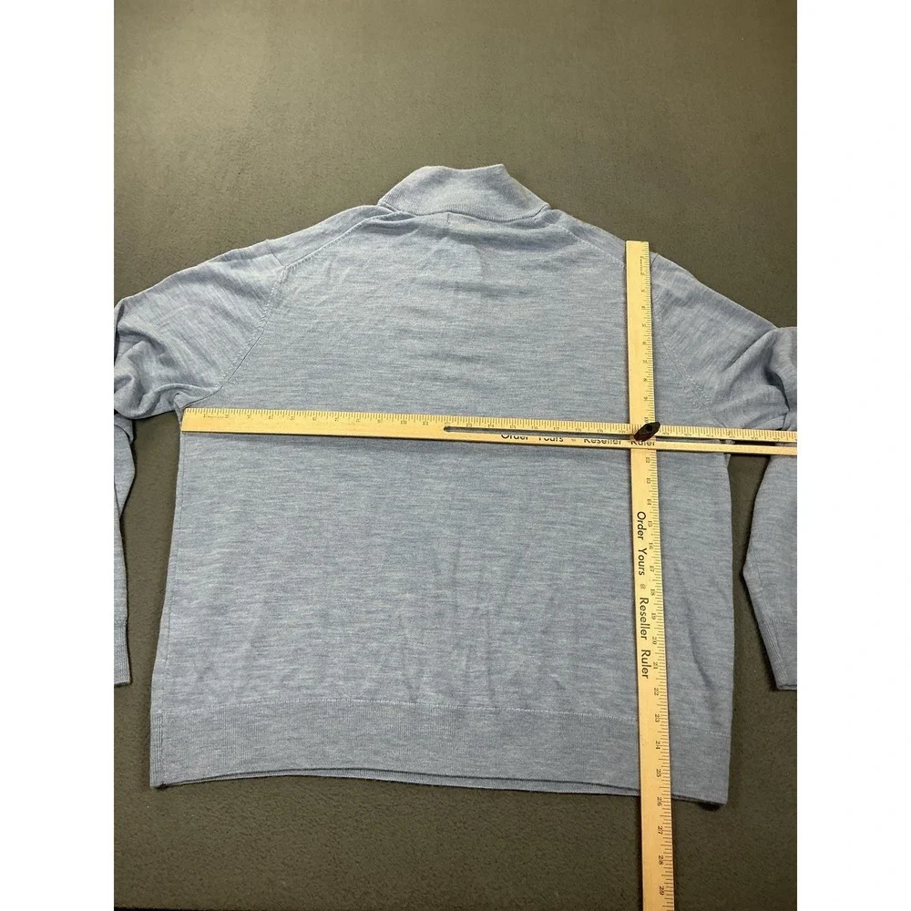 Banana Republic Sweater Mens 2XL Blue Merino Wool 1/4 Zip Mock Neck‎ Pullover